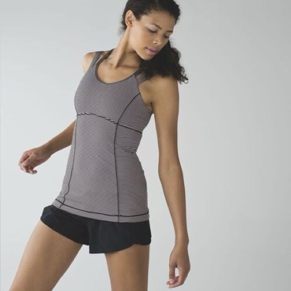 Lululemon Happy Strappy Tank Mini Pop Stripe Black Mink Berry Size 6 - Picture 1 of 13
